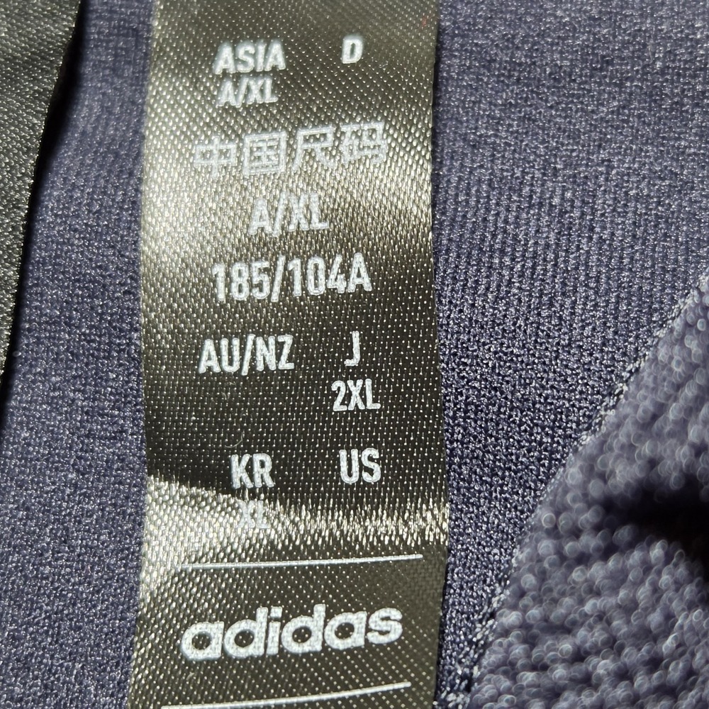 Adidas Track Jacket Mens 2XL Navy Blue Full Zip 3 Stripe Athletic Sportswear - Picture 6 of 10